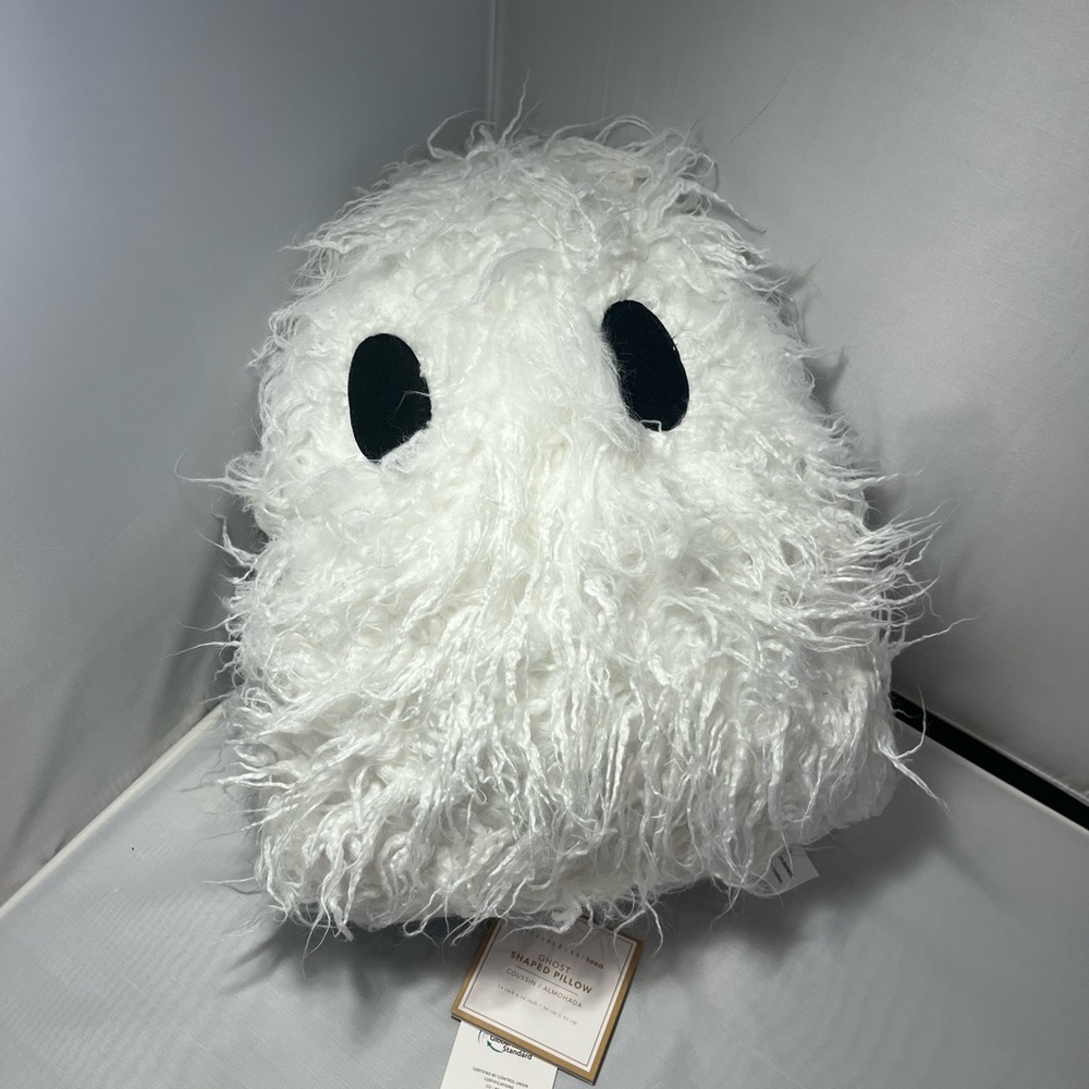 NEW RARE Pottery Barn Teen Fluffy Ghost Pillow 12"w x 14" h Halloween NWT